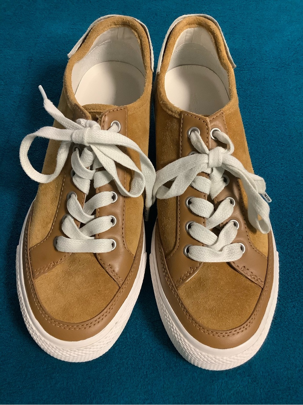 rag & bone Mustard Yellow Suede and Leather Lace-Up Sneakers 7